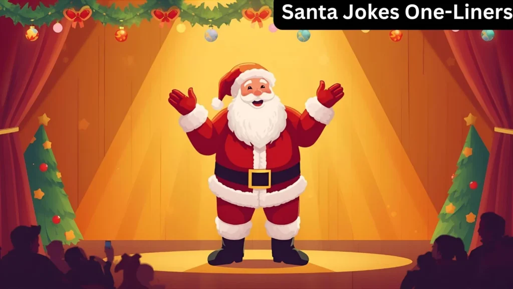 Funny Santa Jokes illustration with a cheerful Santa Claus